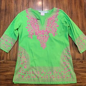 EUC Gretchen Scott Designs embroidered tunic